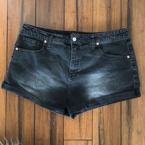 Women’s black denim shorts
